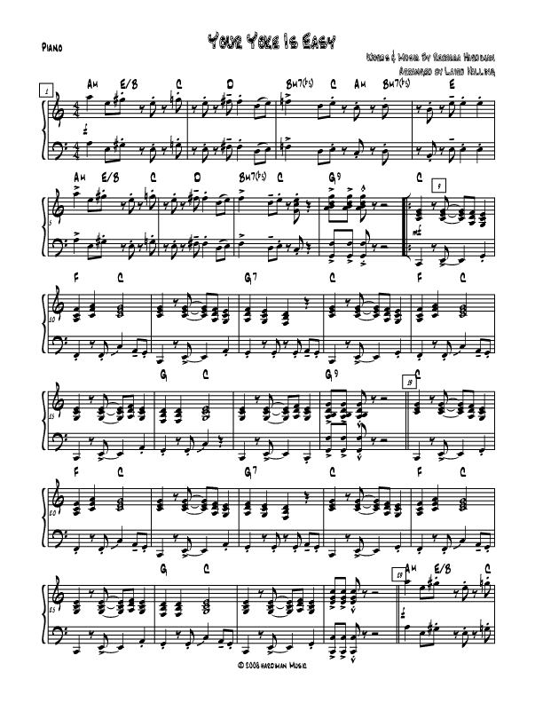 Your Yoke Is Easy Piano Sheet (Rebecca Hardiman)