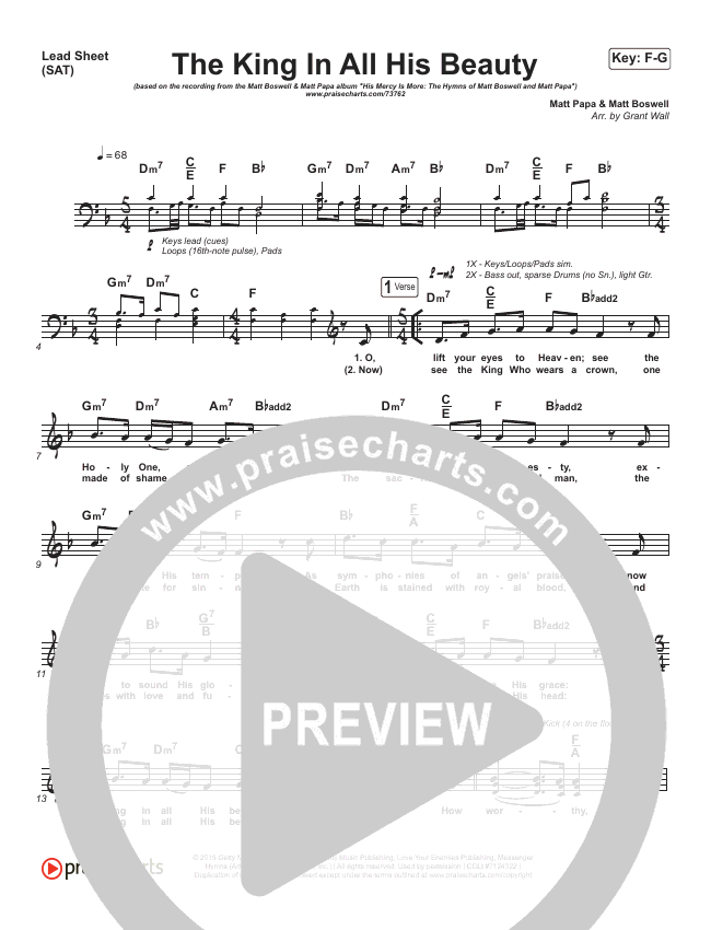 The King In All His Beauty Sheet Music PDF (Matt