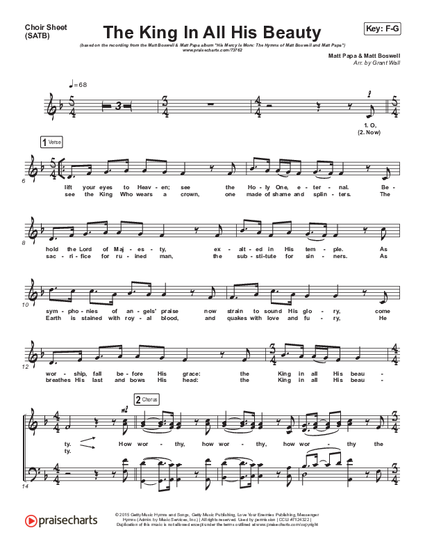 The King In All His Beauty Choir Sheet (SATB) (Matt Boswell / Matt Papa)