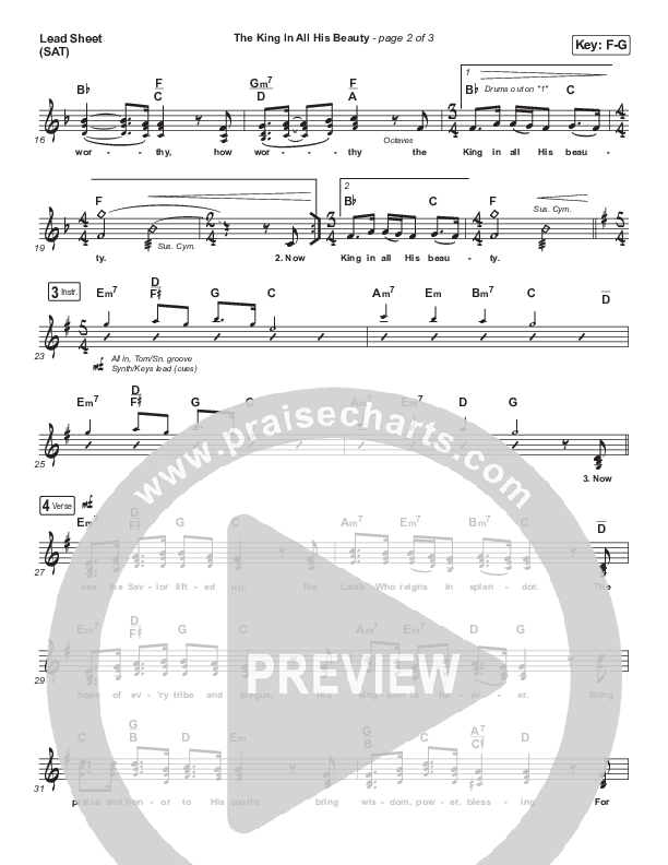 The King In All His Beauty Lead Sheet (SAT) (Matt Boswell / Matt Papa)