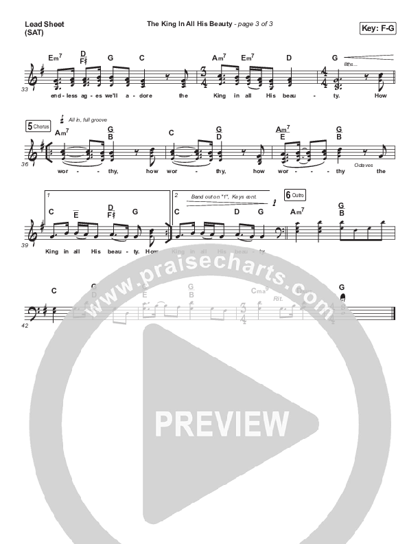 The King In All His Beauty Lead Sheet (SAT) (Matt Boswell / Matt Papa)