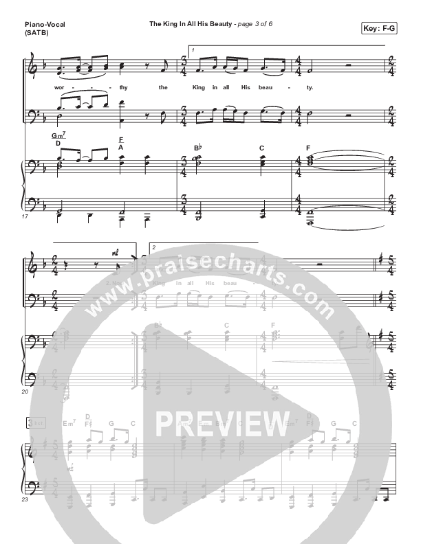 The King In All His Beauty Piano/Vocal (SATB) (Matt Boswell / Matt Papa)