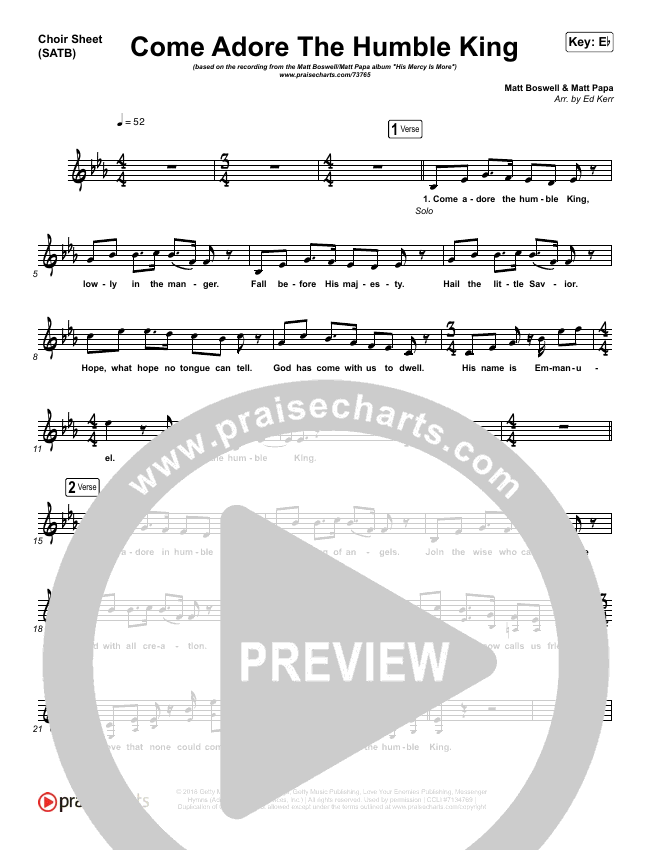 Come Adore The Humble King Choir Sheet (SATB) Matt Boswell, Matt Papa PraiseCharts