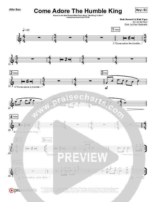 Come Adore The Humble King Alto Sax (Matt Boswell / Matt Papa)