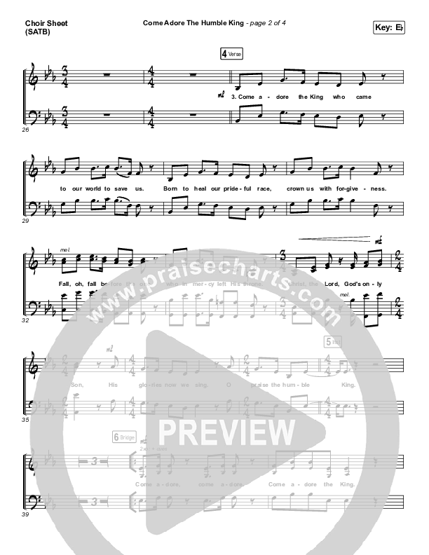 Come Adore The Humble King Choir Sheet (SATB) (Matt Boswell / Matt Papa)