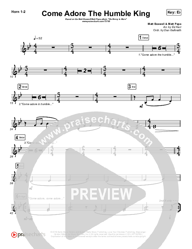 Come Adore The Humble King Brass Pack (Matt Boswell / Matt Papa)