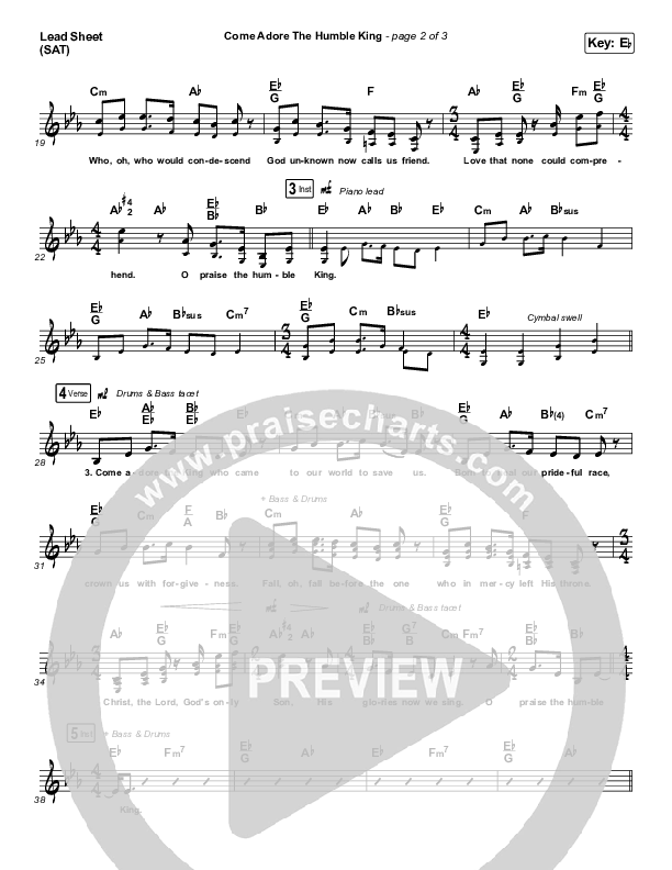 Come Adore The Humble King Lead Sheet (SAT) (Matt Boswell / Matt Papa)