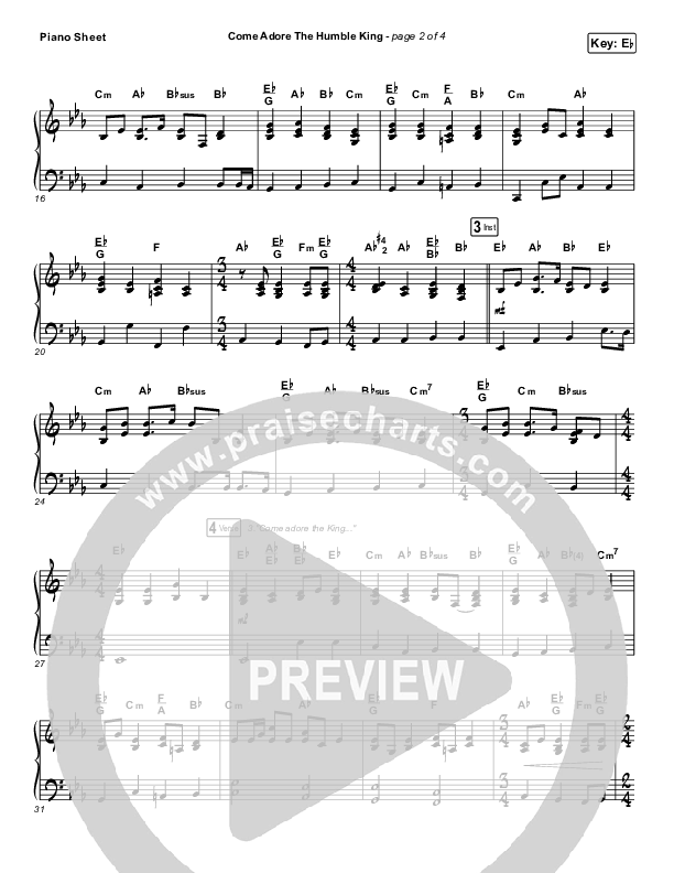 Come Adore The Humble King Piano Sheet (Matt Boswell / Matt Papa)