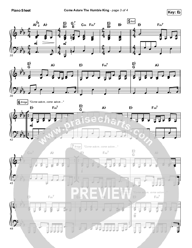 Come Adore The Humble King Piano Sheet (Matt Boswell / Matt Papa)
