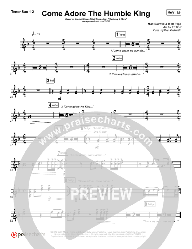 Come Adore The Humble King Tenor Sax 1,2 (Matt Boswell / Matt Papa)