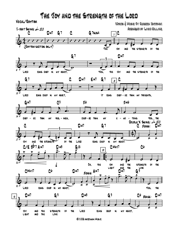 The Joy And The Strength Of The Lord Choir Sheet (Rebecca Hardiman)