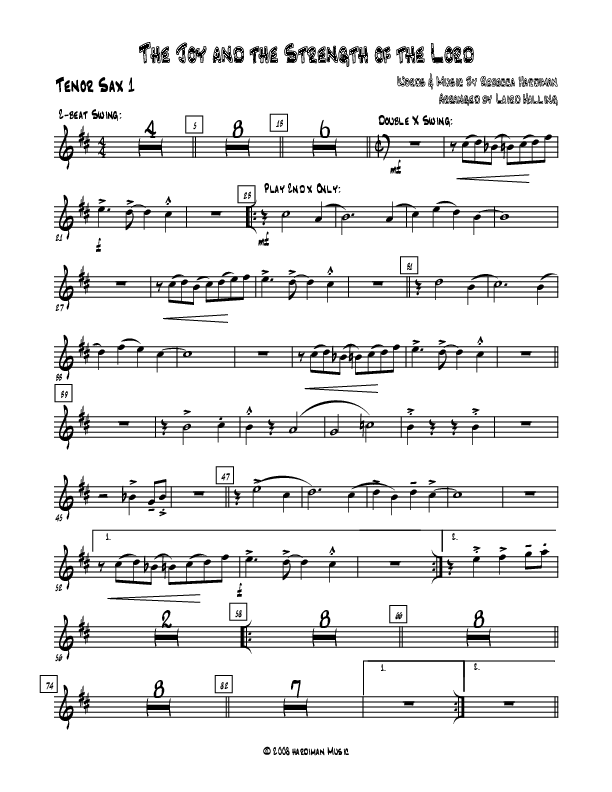 The Joy And The Strength Of The Lord Tenor Sax 1/2 (Rebecca Hardiman)