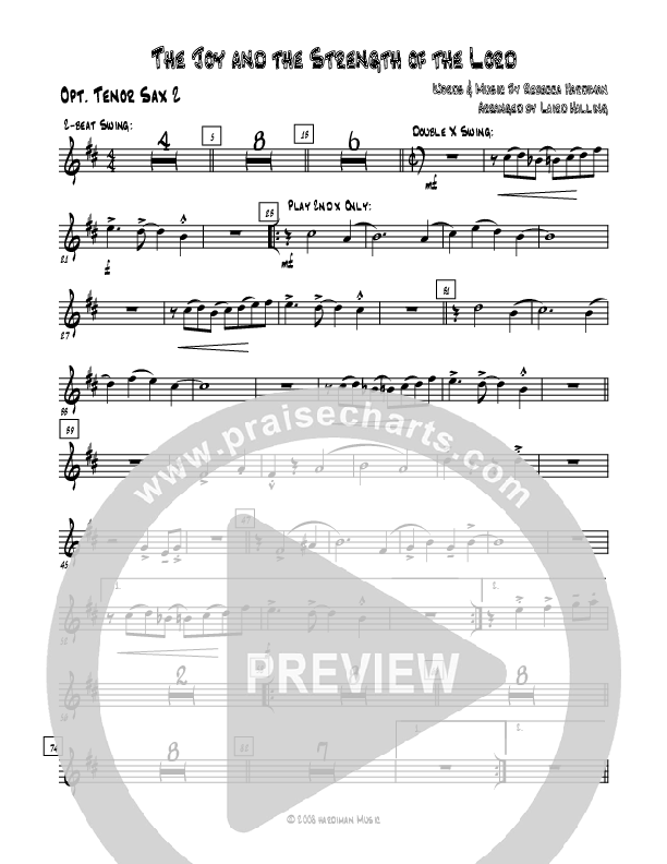The Joy And The Strength Of The Lord Tenor Sax 1/2 (Rebecca Hardiman)