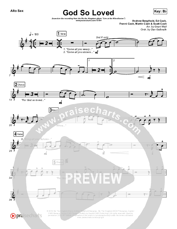 God So Loved (Live) Alto Sax (We The Kingdom)