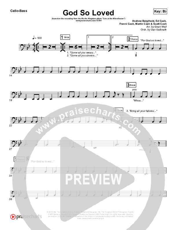 God So Loved (Live) Cello/Bass (We The Kingdom)