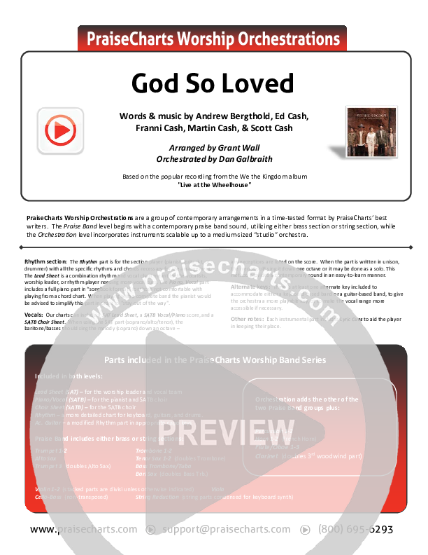 God So Loved (Live) Cover Sheet (We The Kingdom)