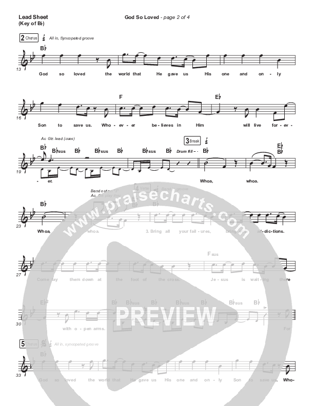 God So Loved (Live) Lead Sheet (Melody) (We The Kingdom)