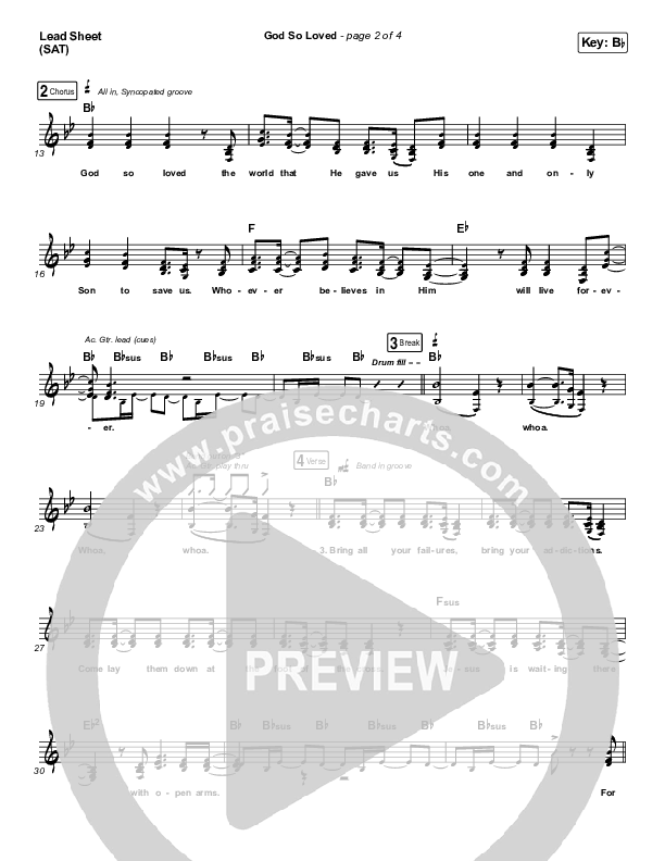 God So Loved (Live) Lead Sheet (SAT) (We The Kingdom)