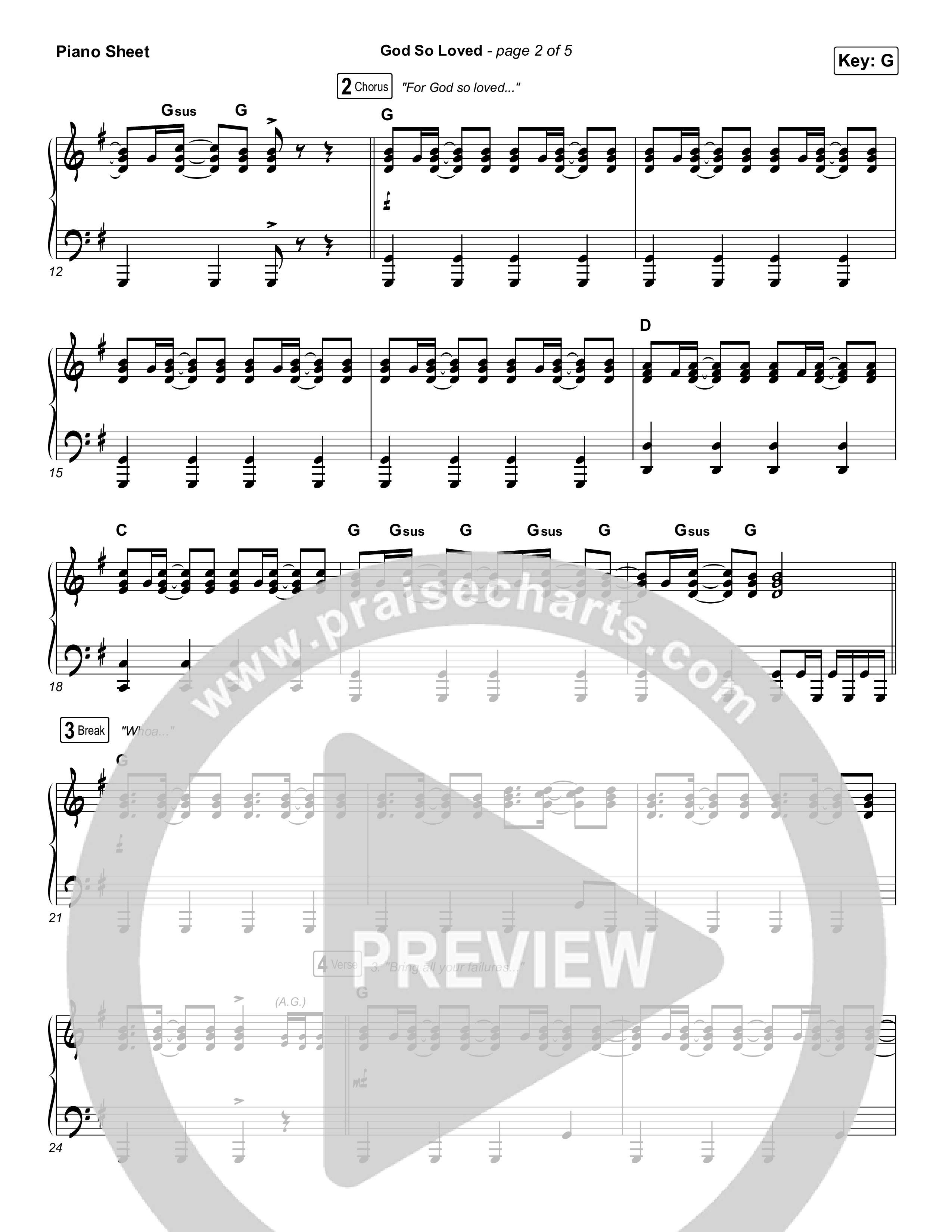 God So Loved (Live) Piano Sheet (We The Kingdom)