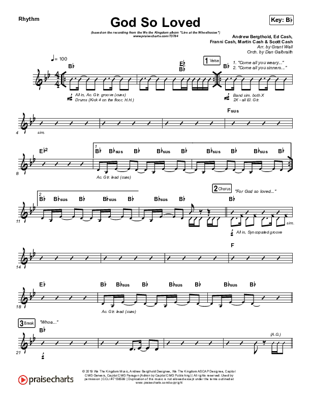 God So Loved (Live) Rhythm Chart (We The Kingdom)