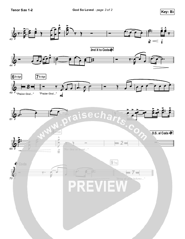 God So Loved (Live) Tenor Sax 1/2 (We The Kingdom)