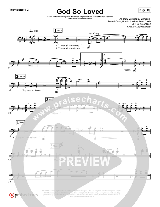 God So Loved (Live) Trombone 1/2 (We The Kingdom)