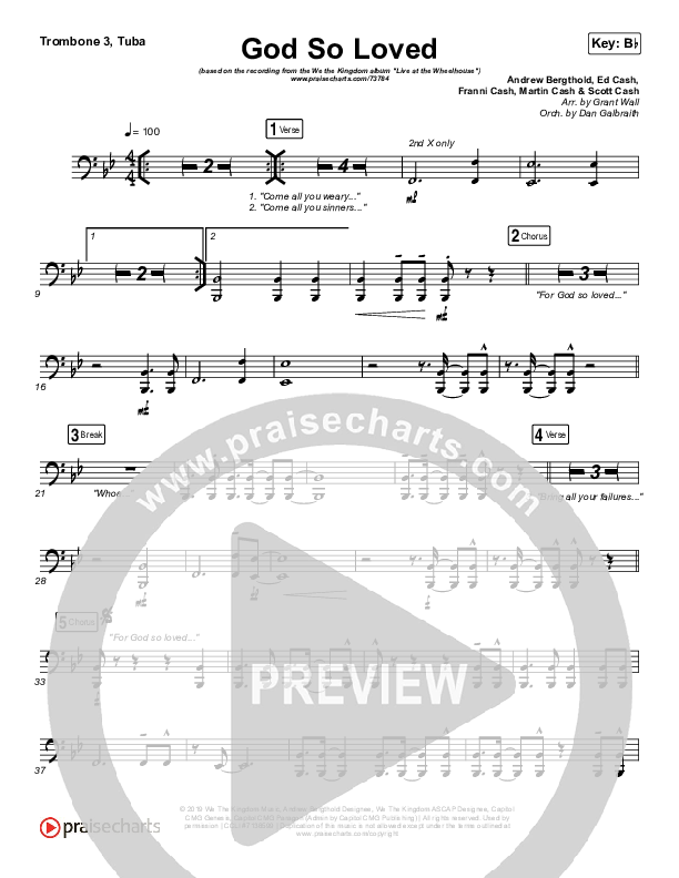 God So Loved (Live) Trombone 3/Tuba (We The Kingdom)