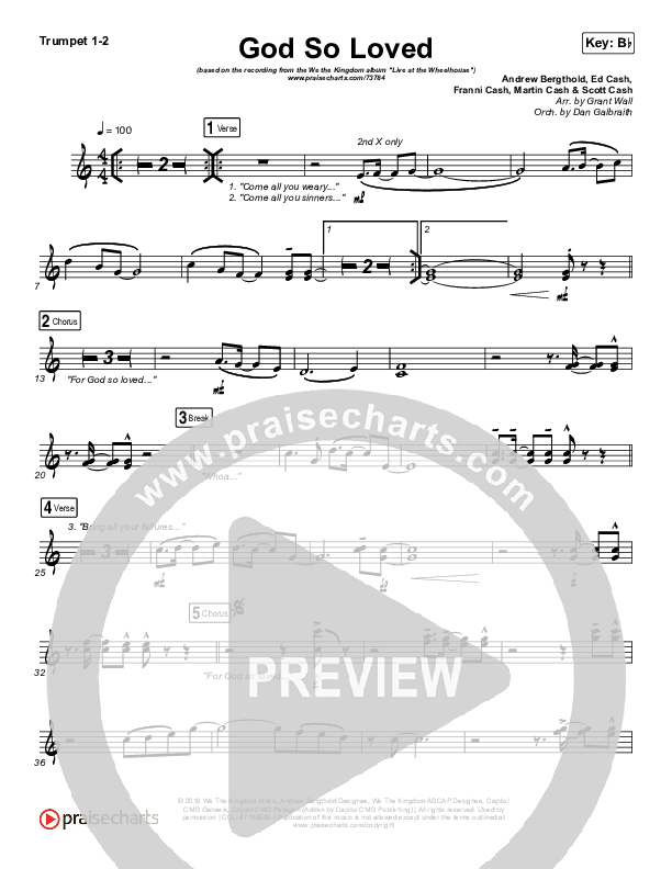 God So Loved (Live) Brass Pack (We The Kingdom)