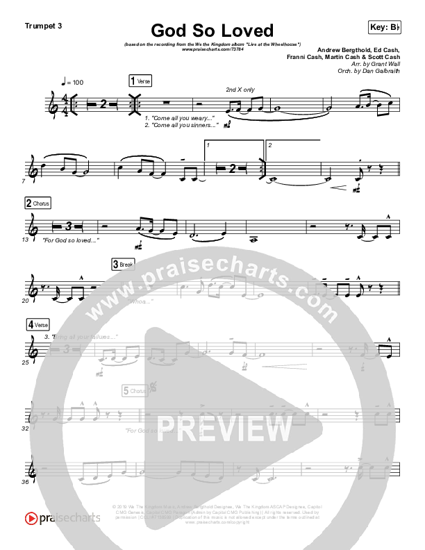 God So Loved (Live) Trumpet 3 (We The Kingdom)