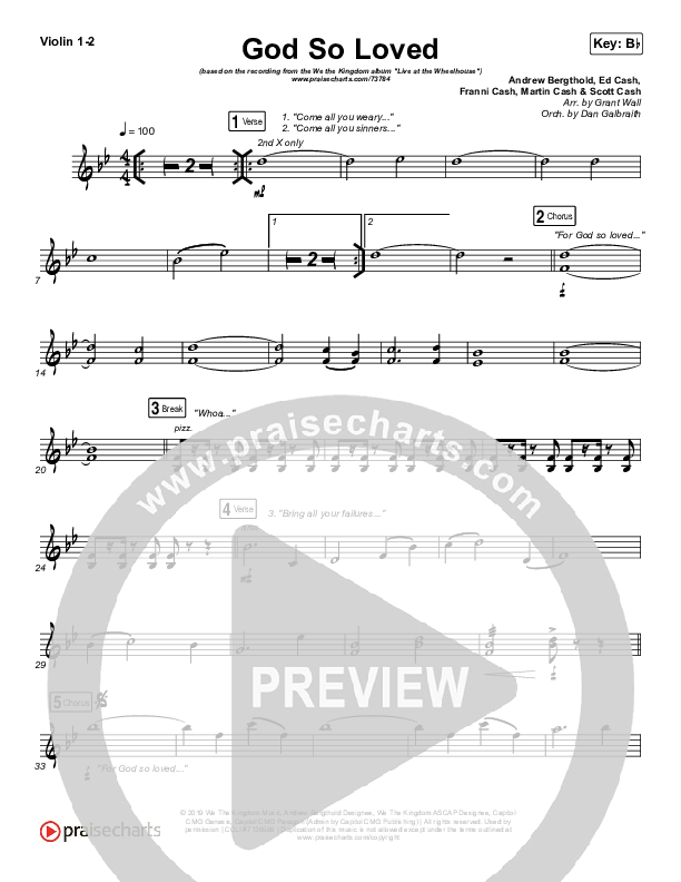 God So Loved (Live) Violin 1/2 (We The Kingdom)