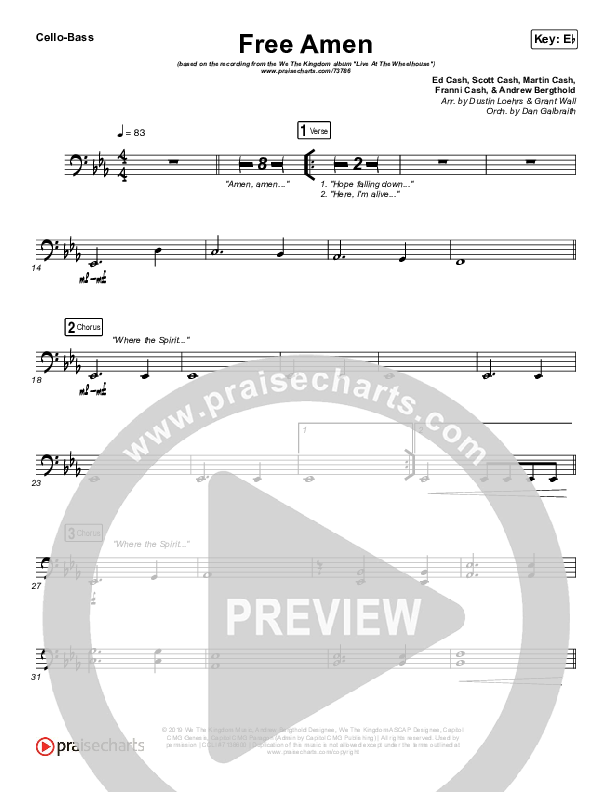 Free Amen Cello/Bass (We The Kingdom)