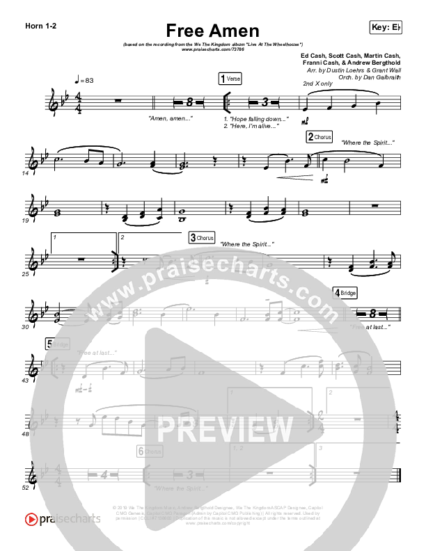 Free Amen French Horn 1/2 (We The Kingdom)