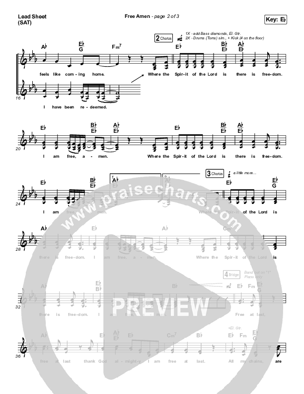 Free Amen Lead Sheet (SAT) (We The Kingdom)