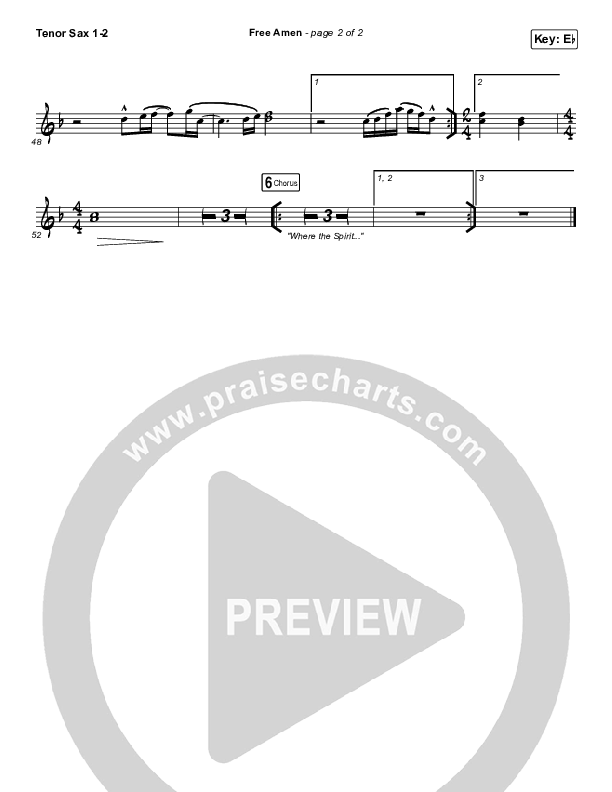 Free Amen Tenor Sax 1/2 (We The Kingdom)