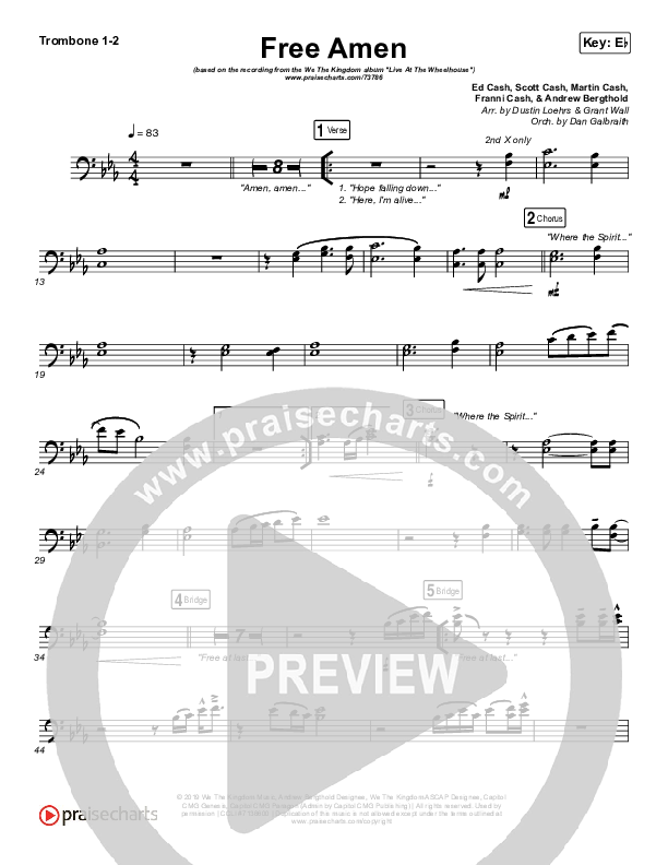 Free Amen Trombone 1/2 (We The Kingdom)