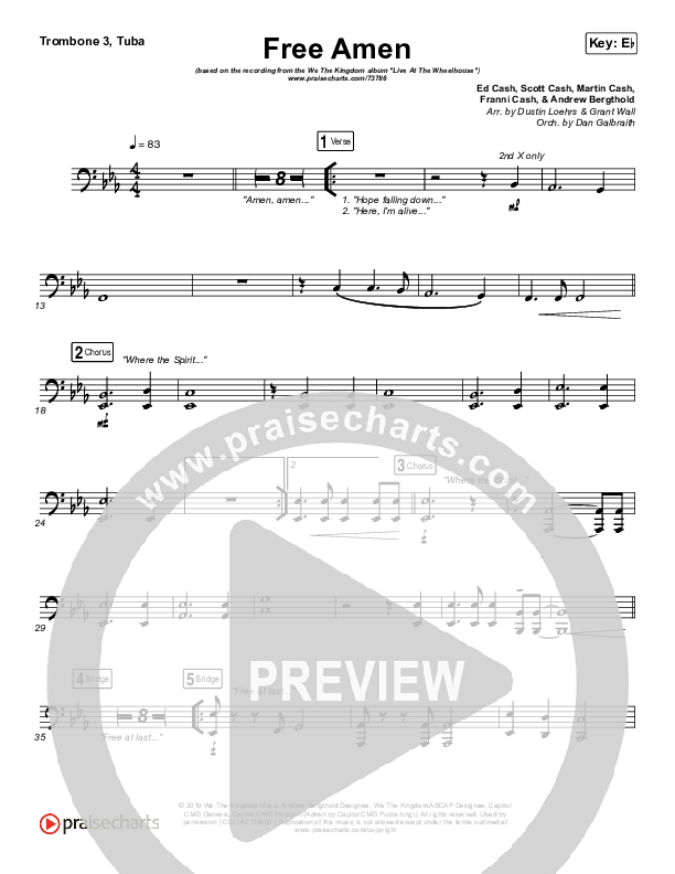 Free Amen Trombone 3/Tuba (We The Kingdom)