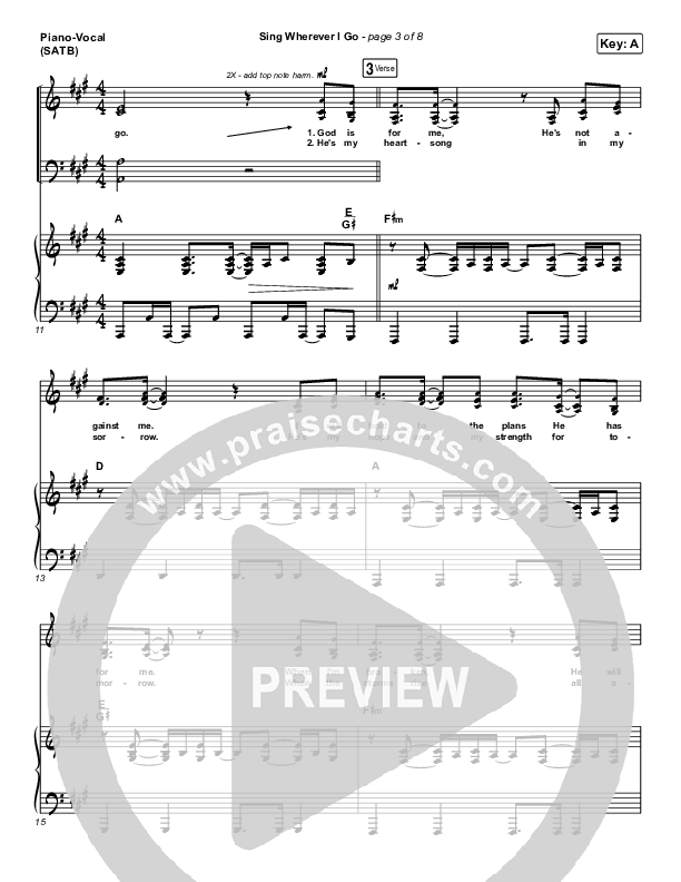 Sing Wherever I Go Piano/Vocal (SATB) (We The Kingdom)