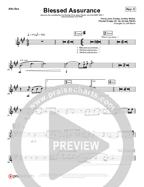 Blessed Assurance Alto Sax (Jeremy Riddle)