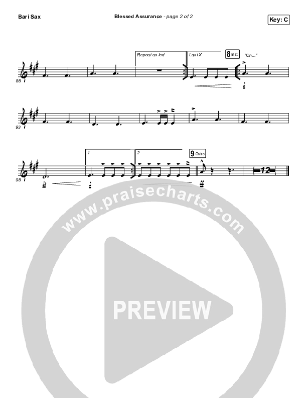 Blessed Assurance Bari Sax (Jeremy Riddle)