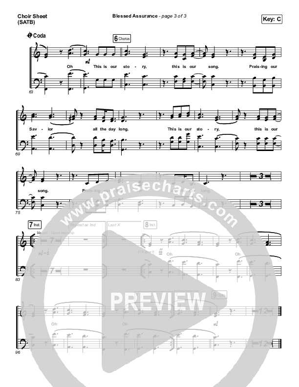 Blessed Assurance Choir Vocals (SATB) (Jeremy Riddle)