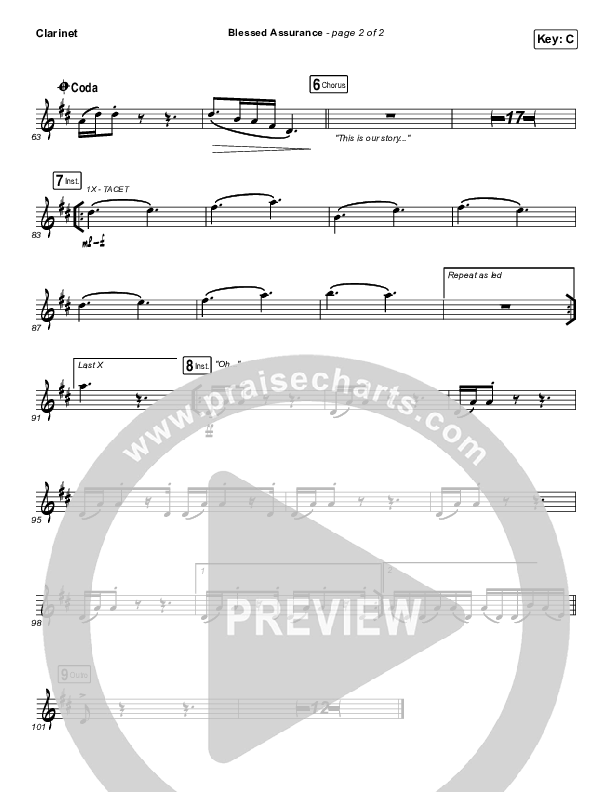 Blessed Assurance Clarinet (Jeremy Riddle)