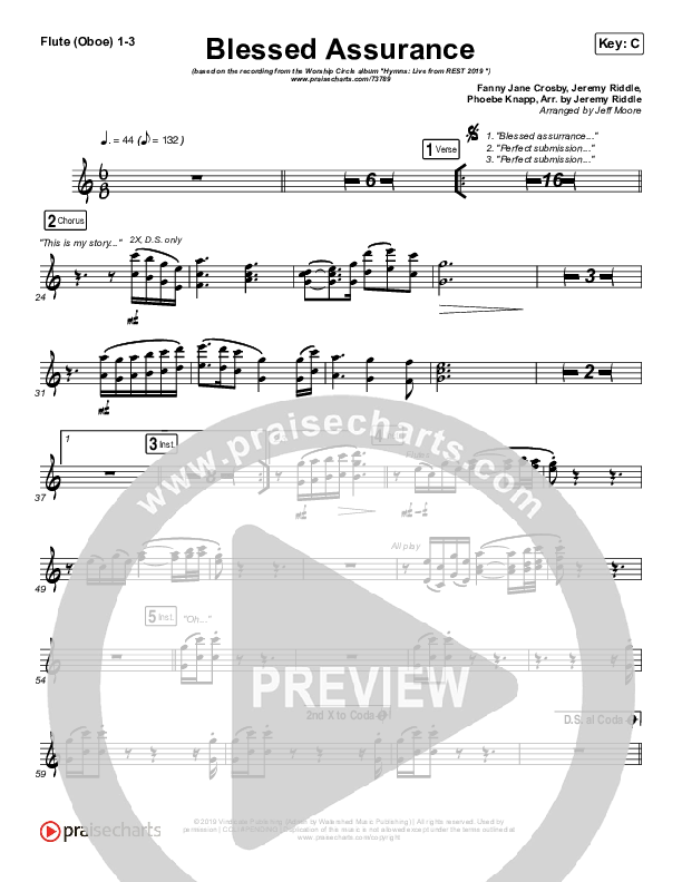 Blessed Assurance Flute/Oboe 1/2/3 (Jeremy Riddle)