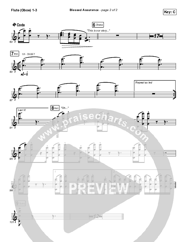 Blessed Assurance Flute/Oboe 1/2/3 (Jeremy Riddle)