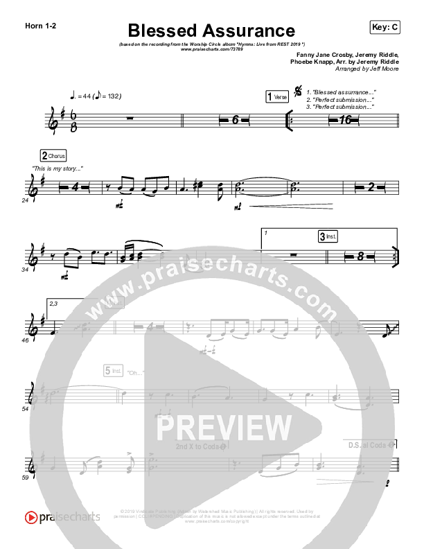 Blessed Assurance French Horn 1/2 (Jeremy Riddle)