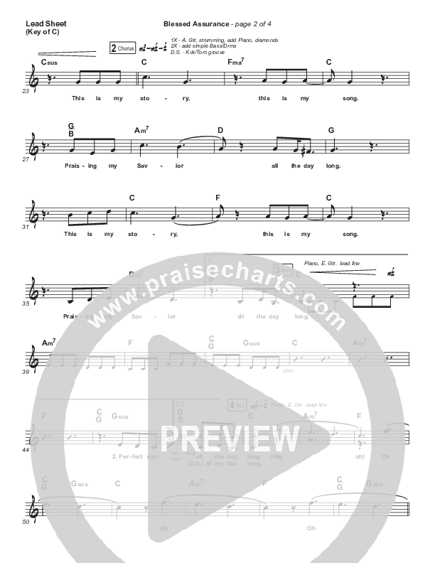 Blessed Assurance Lead Sheet (Melody) (Jeremy Riddle)