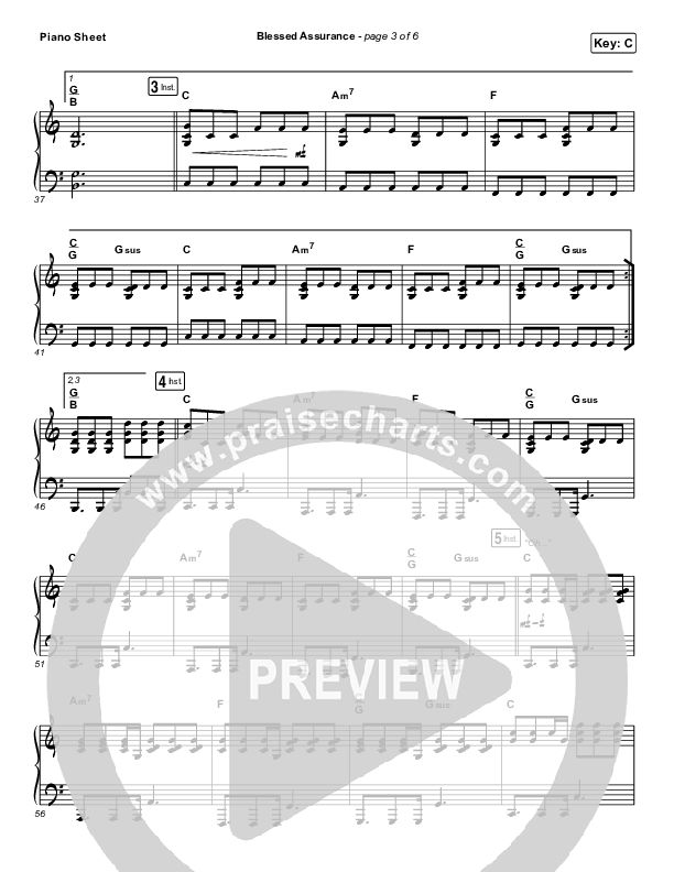 Blessed Assurance Piano Sheet (Jeremy Riddle)