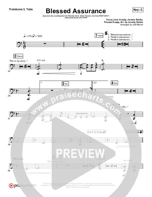 Blessed Assurance Trombone 3/Tuba (Jeremy Riddle)