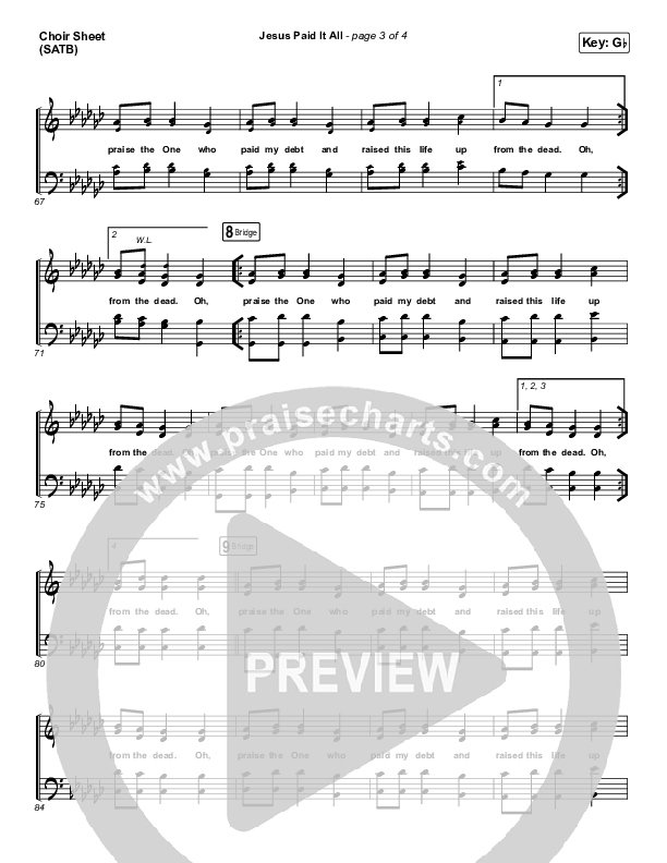 Jesus Paid It All Choir Sheet (SATB) (Kim Walker-Smith / Worship Circle)