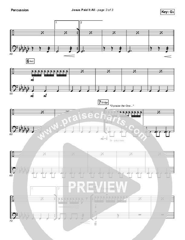 Jesus Paid It All Percussion (Kim Walker-Smith / Worship Circle)