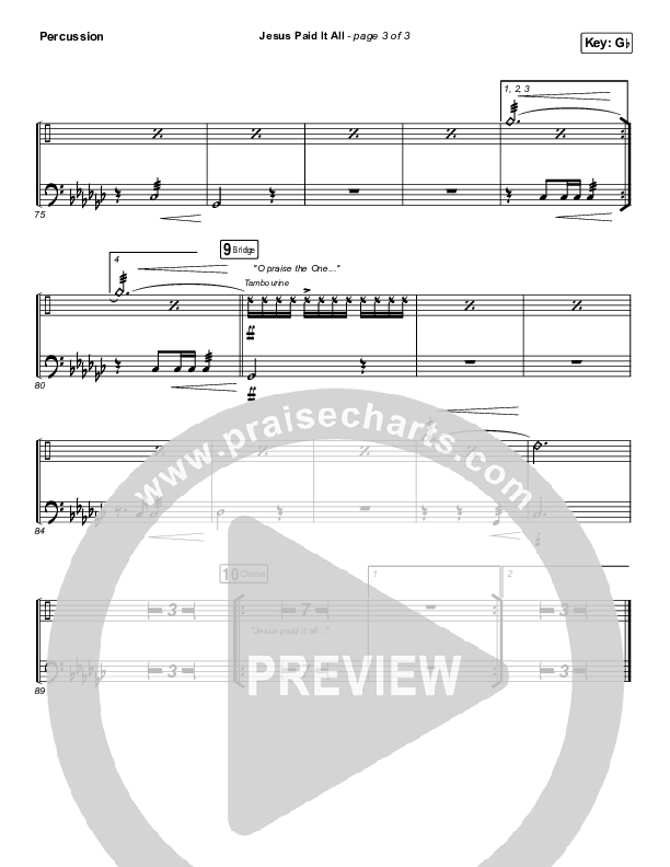 Jesus Paid It All Percussion (Kim Walker-Smith / Worship Circle)